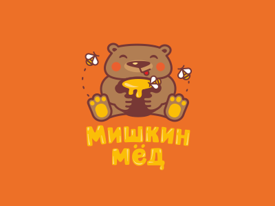 Мишкин мёд bear bee honey logo sweet