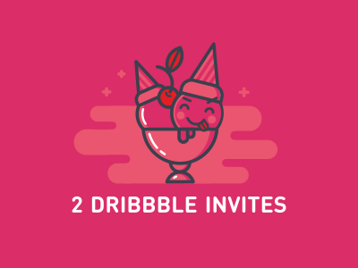 2x Dribbble Invites cherry cream ice invitation invite pink