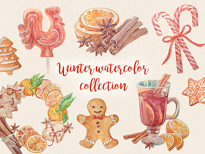 Winter watercolor collection