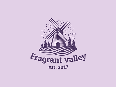 Fragrant Valley engraving field fragrant lavender logo mill provence valley