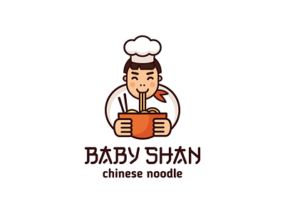 Baby Shan character chef food logo logotype mascot noodle