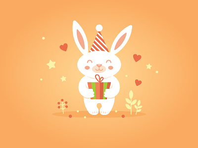 Happy birthday! birthday gift illustration love mascot rabbit sunny