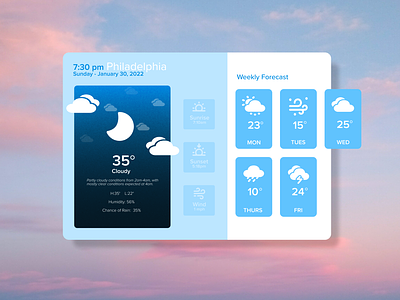 DailyUI 37: Weather app dailyui dailyui037 dailyui37 design desktop dashboard graphic design illustration ui uidesign vector weather app weather widget