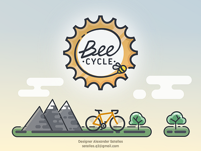 Bee cycle illustration logo