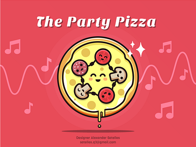 The Party Pizza creative cute food funny icon illustration pizza
