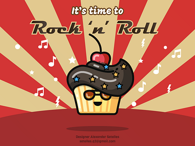 Rock'n'roll creative cupcake cute food funny icon illustration muffin