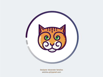 Curly Kitty 2d cat curl icon line art