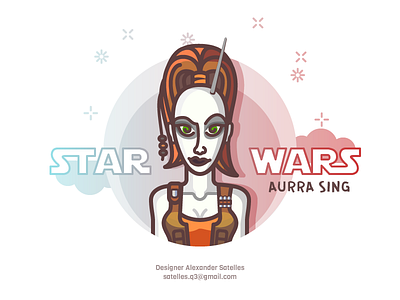 Aurra Sing 2d aurra sing female girl illustration line art star wars character