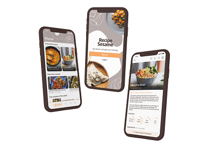 Recipe Sesame - smart cooking assistant app branding mobile design product design ui ux