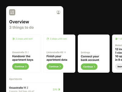 Landlord Account 🏡 actions apartments app cards exploration guides landlords proptech steps tenants ui ux web