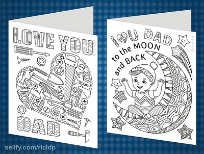 Printable Coloring Cards for Daddy