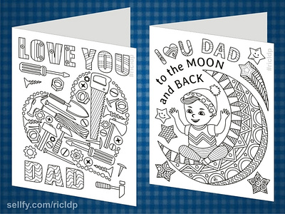 Printable Coloring Cards for Daddy