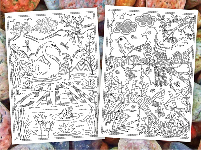2 'Relax and Stay Calm' Coloring Pages birds coloring cute birds printable templates relax coloring stay calm swan coloring