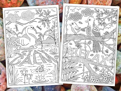 2 'Relax and Stay Calm' Coloring Pages birds coloring cute birds printable templates relax coloring stay calm swan coloring