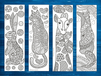 animal zentangle coloring bookmarks by eric dela paz on dribbble