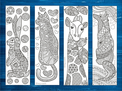 Animal Zentangle Coloring Bookmarks animal zentangle coloriage coloring bookmarks diy markers printable arts zendoodle zentangle doodles