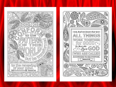 Two Bible Coloring Pages from Romans bible coloring bible verses etsy printables graphic design romans coloring page scripture coloring