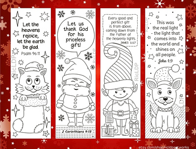 Four Christmas Coloring Bookmarks bible verses christmas bookmarks christmas markers diy bookmarks xmas arts
