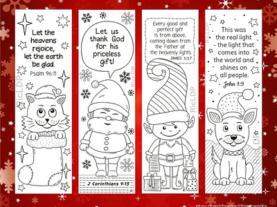 Christmas coloring bookmarks