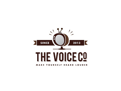 The Voice branding brown corporate identity dubbing logo retro target television vintage voice over