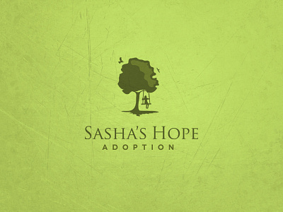 Sasha's Hope adoption branding charity girl. simple green hope illustrator logo one color tree