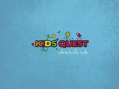 Kids Quest birds blue book colours kids kinder logo nature playful positive quest