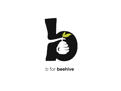 B For Beehive alphabet b beehive bees flat icon illustrator negative space simple