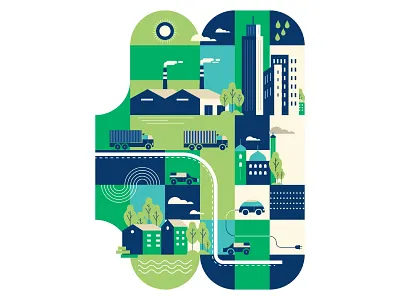 The Green City city city illustration design design art geometric art geometric shapes illustration infografis infographic litle city smart city vector art