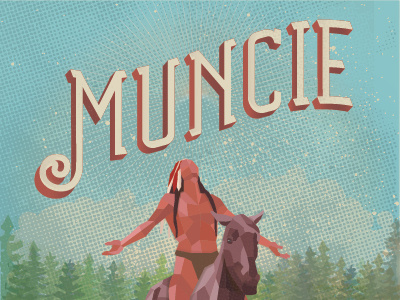Muncie chief hand lettering illustration indian sky trees typography