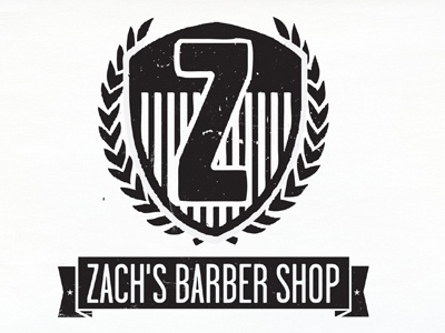 Zach's Barber Shop Logo american barber black bold retro shop vintage white z