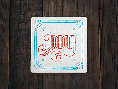 Joy christmas coaster custom type handlettering holiday holiday card joy letterpress type