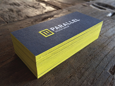 Parallel Design Group Business Cards branding business card card edge paint emboss engraved offset parallel print