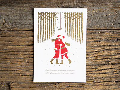 Holiday Card christmas holiday holiday card illustration kiss mistletoe screen print snow trees winter xmas