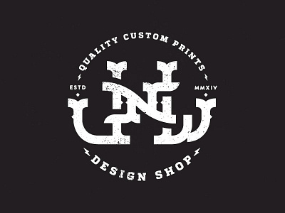 J.N.W. Design Shop badge black brand emblem identity lightning logo logo mark mark monogram type white