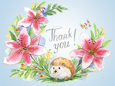 Thanks For Invite card dribbble first flowers for hedgehog shoot thank watercolor you