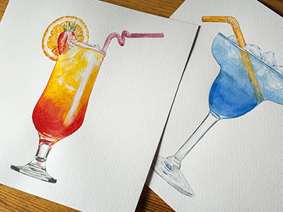 Watercolor cocktails cocktail cocktails illustration watercolor
