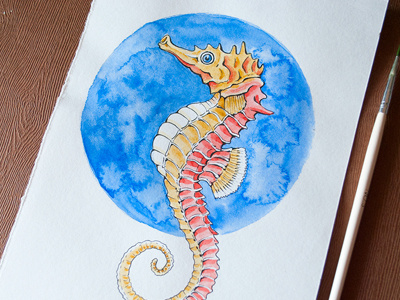 Seahorse illustration illustration sea seahorse watercolor