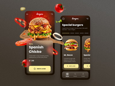 Dorgers — design for a burger restaurant app. app design food illustration ios mobile ui ux