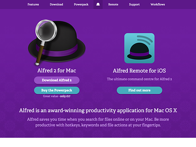 New header for Alfred App site alfred app layout web design
