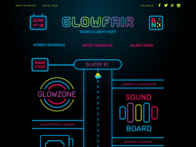 Glowfair Street Schedule animation responsive web design