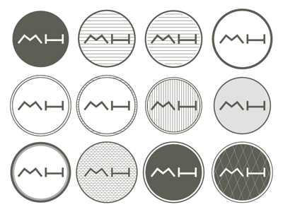 MH circle lettering line logo mh pattern