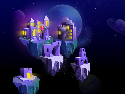 Illustration for Quiz Planet Tournaments app artwork castle design designinspiration gradient illustration inspire lotum planet sketch space vector