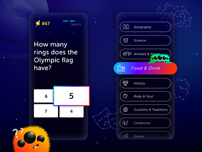 Core Game Design for Quiz Planet alien app appdesign categories core design game graphicdesignui icon inspire interface lotum planet play question quiz sketch space ui uidesign