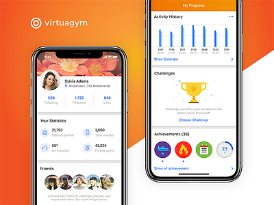 Hello Dribbble! (User Profile & Progress) app fitness graphics gym icons interface ios iphonex profile ui user ux