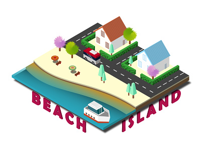 Isometric Island 3d beach custom design floating graphic design illustration island isometric map scenery vector
