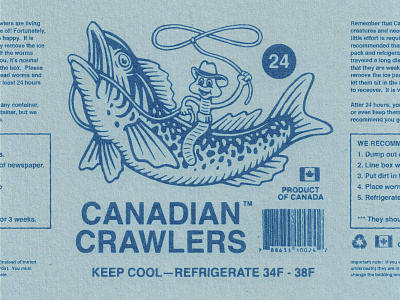 Canadian Crawlers badge branding design fishing graphic design illustration logo retro travis pietsch vintage woodcut worms