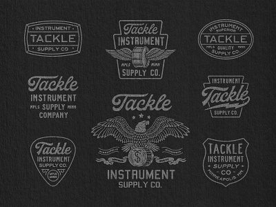 Tackle Supply badge branding design eagle graphic design illustration logo travis pietsch typography vintage wings woodcut