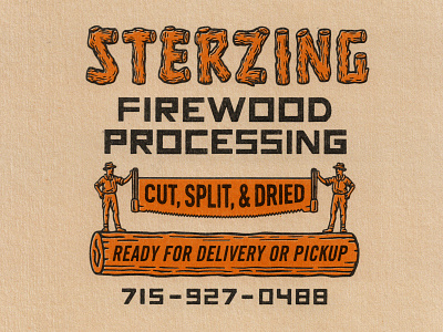 Sterzing Firewood badge branding customtype design firewood graphic design handlettering illustration logo retro travis pietsch vintage woodcut