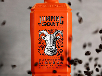 Jumping Goat Label Illustration animal design goat graphic design illustration liqueur liquor logo packaging retro travis pietsch vintage woodcut