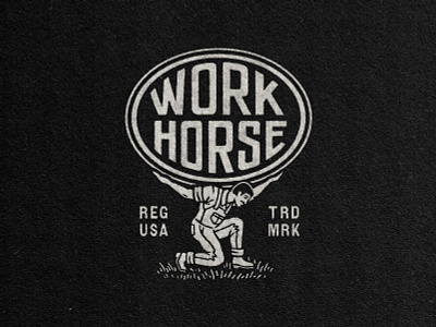 WorkHorse Designs (2/3) badge branding custom type design drawing graphic design illustration logo logodesign retro stamp texture travis pietsch typography vintage woodcut work horse
